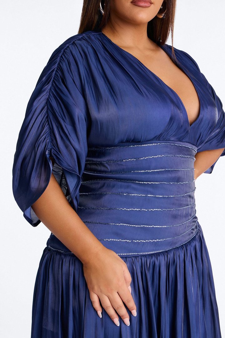 Liliana Cinched Organza Maxi Dress - Navy