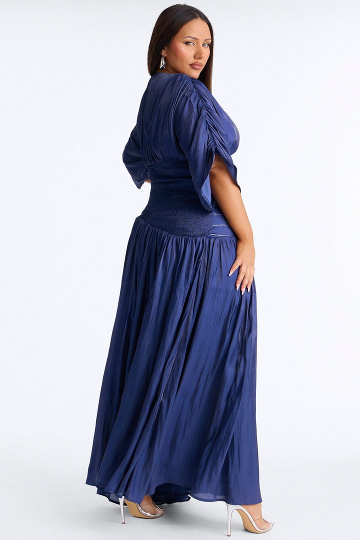 Liliana Cinched Organza Maxi Dress - Navy