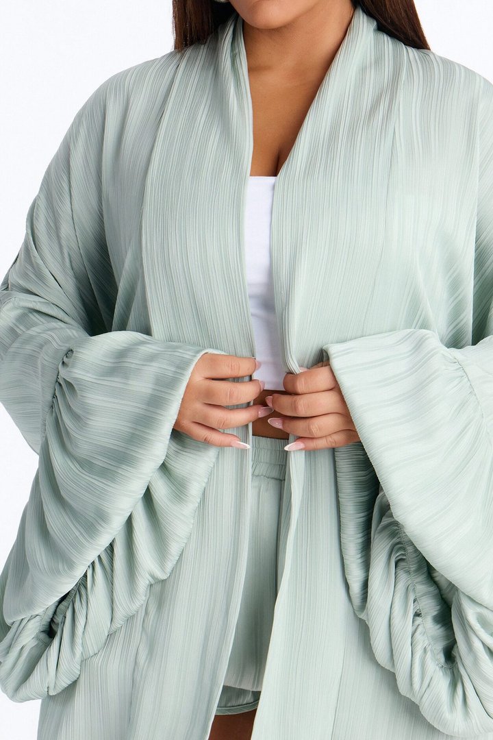 Bailee Satin Short Set - Sage