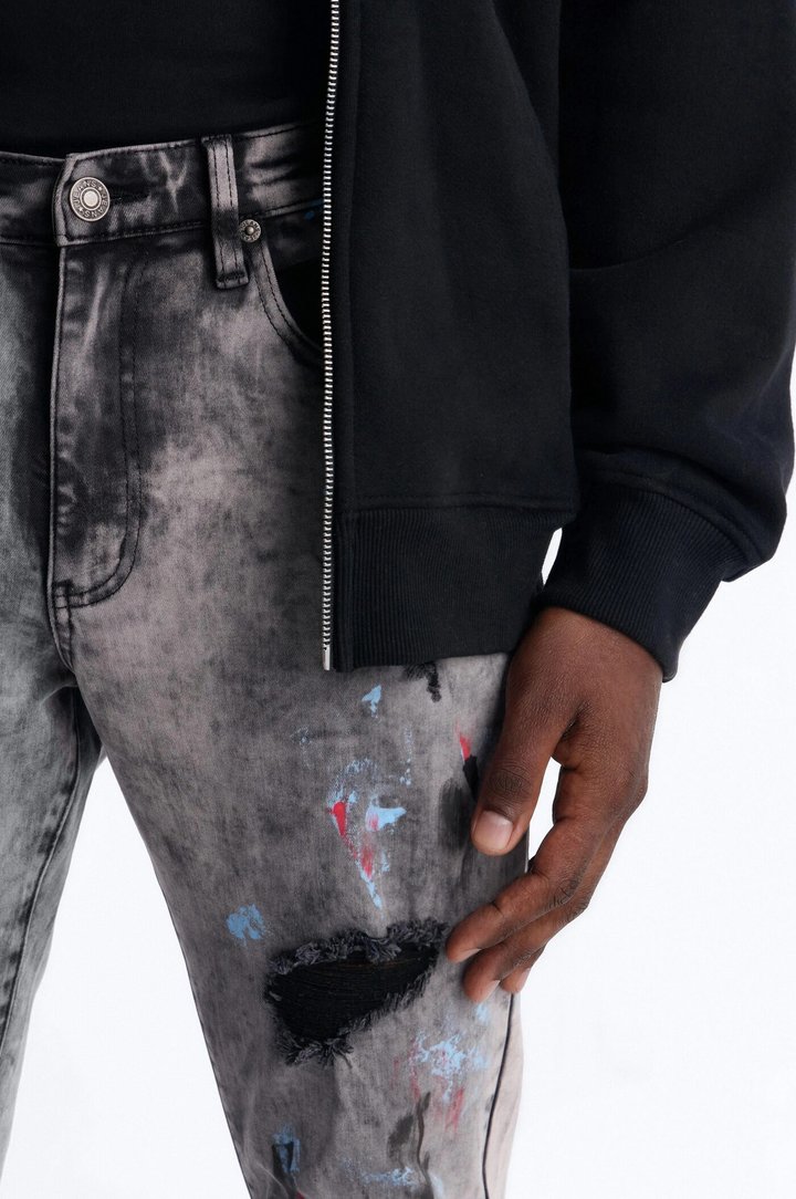 Stacked Skinny Urban Spill Jean - Black Wash