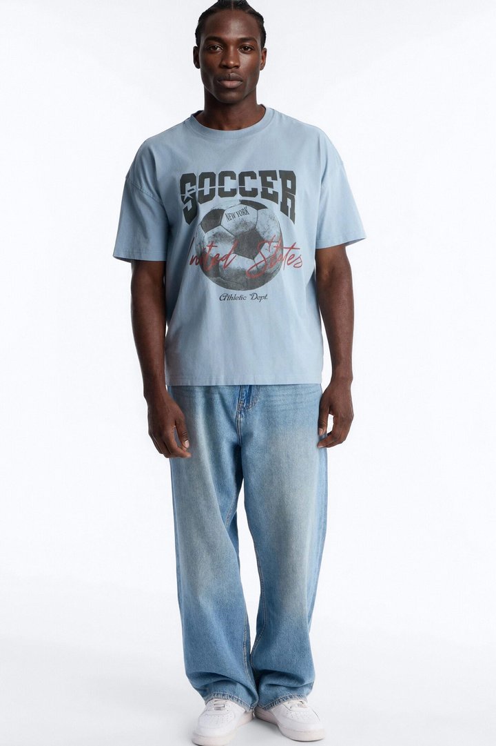 Soccer USA Oversized Short Sleeve Tee - Light Blue