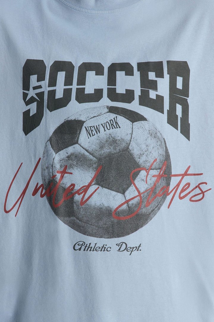 Soccer USA Oversized Short Sleeve Tee - Light Blue