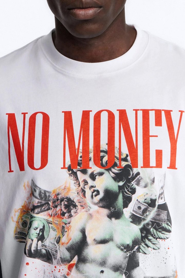 No Money No Funny Oversized Short Sleeve Tee - White