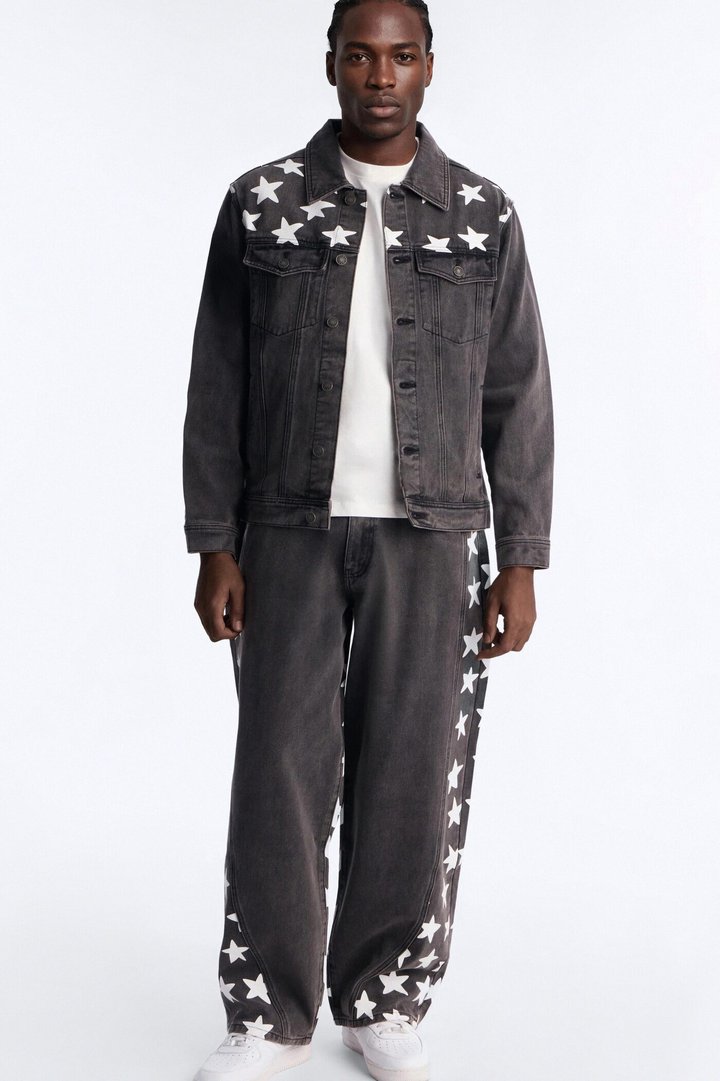 Star Spangled Denim Trucker Jacket - Black Wash