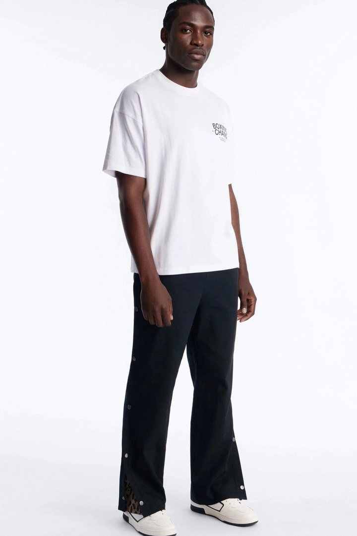 Straight Print Hint Studded Pant - Black