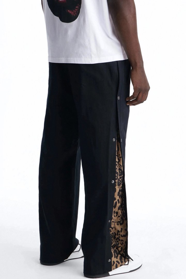 Straight Print Hint Studded Pant - Black