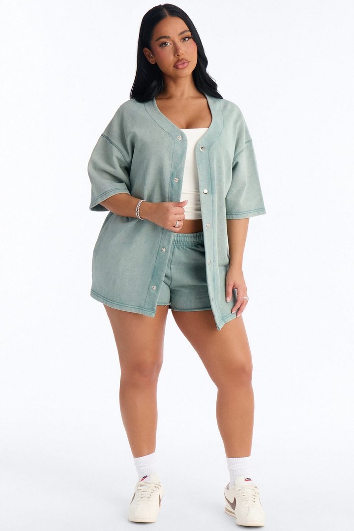 Maya Washed Oversized Shirt - Sage