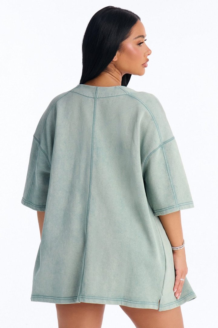 Maya Washed Oversized Shirt - Sage