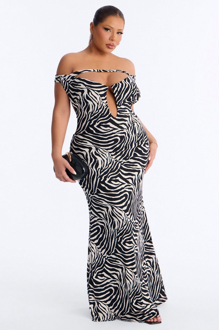 Wild Little Thing Maxi Dress - Black/White