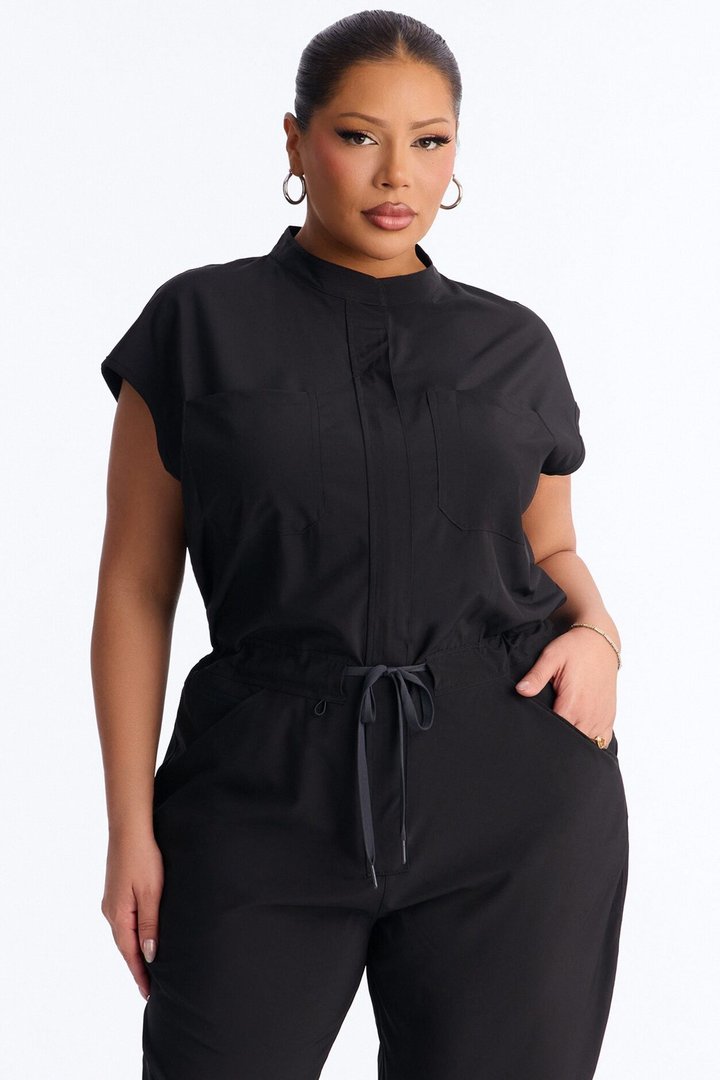 Ready Next Shift Stretch Scrub Jumpsuit - Black