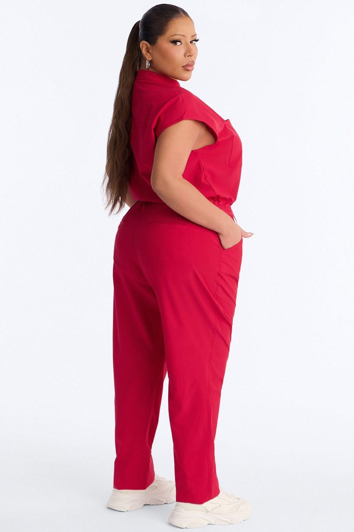 Ready Next Shift Stretch Scrub Jumpsuit - Red