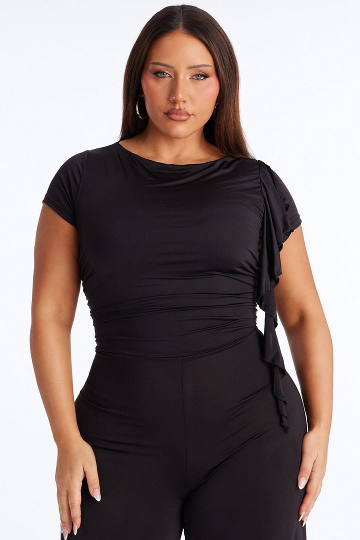 Close To Me Short Sleeve Jumpsuit - Black