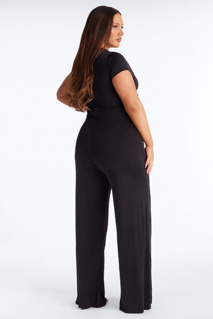 Close To Me Short Sleeve Jumpsuit - Black