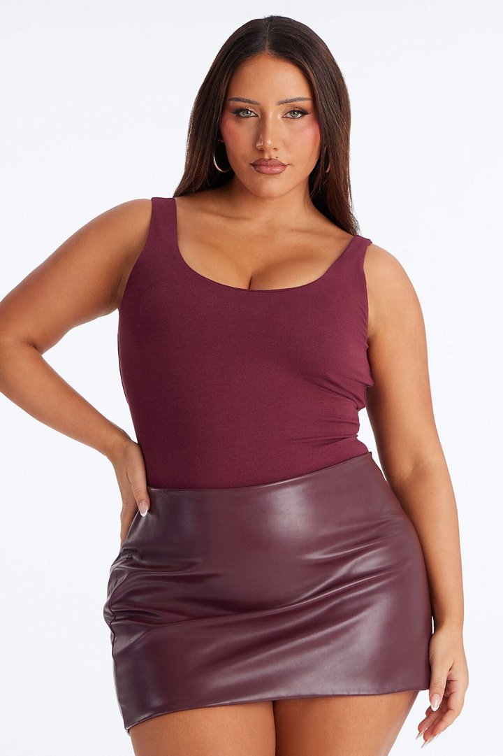 Jenna Double Lined Jersey Bodysuit - Wine