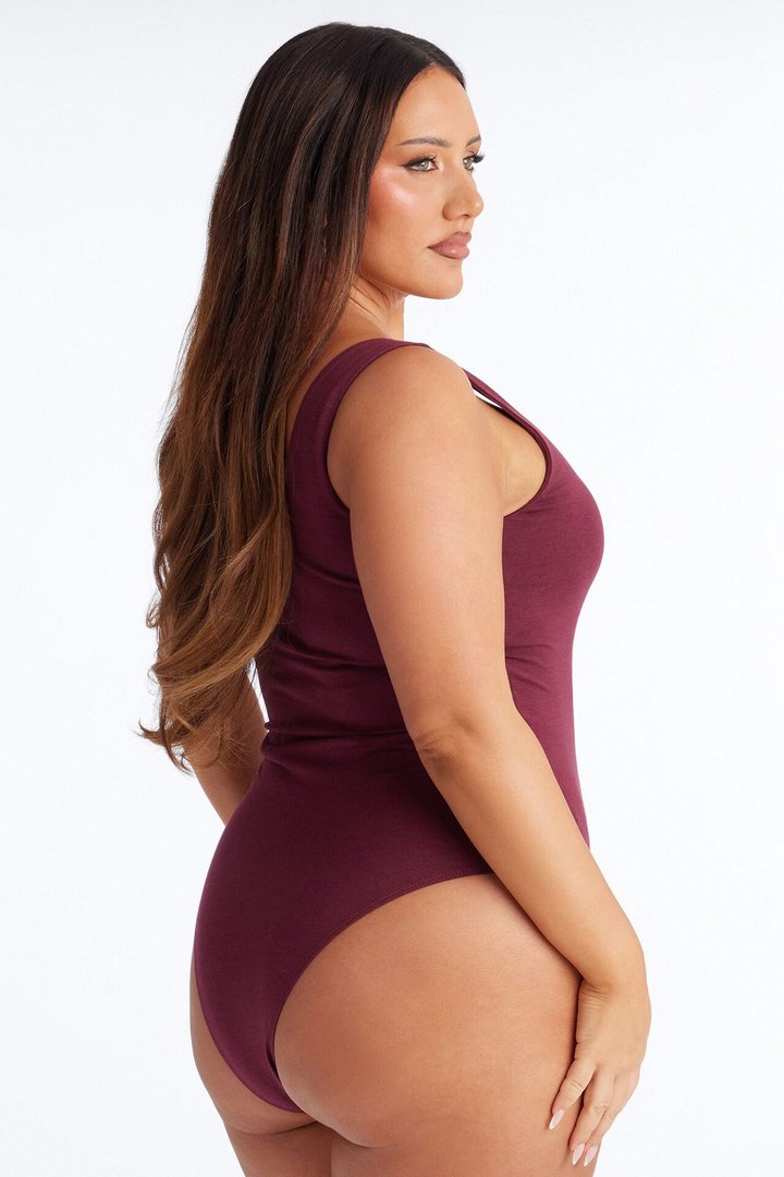 Jenna Double Lined Jersey Bodysuit - Wine