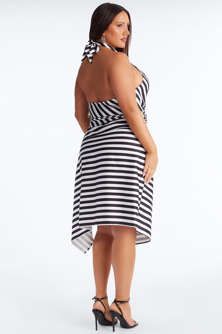 Yacht Vibes Striped Skirt Set - Black/White
