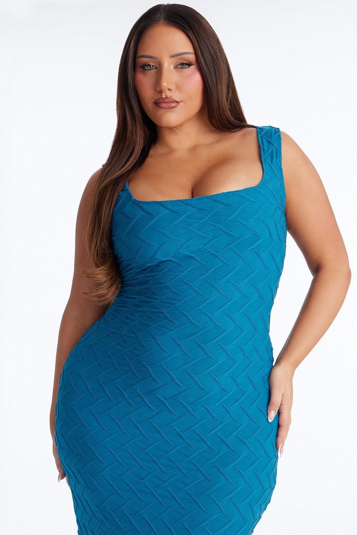 Demi Textured Maxi Dress - Teal