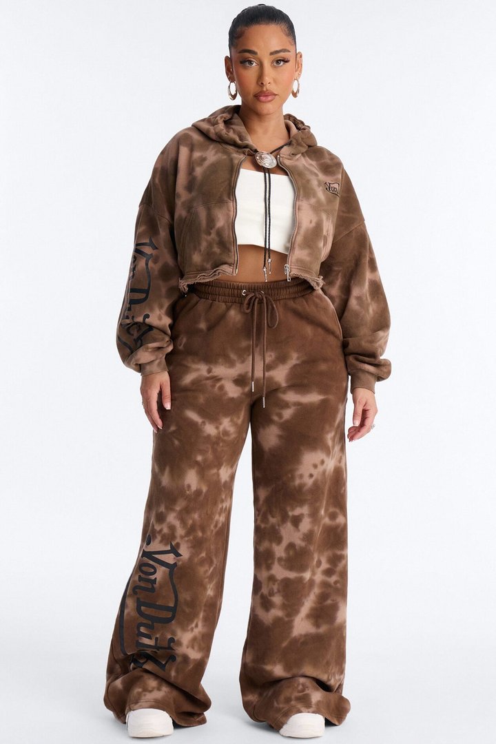 Von Dutch Ash Rider Washed Zip Up Sweatshirt - Brown Combo