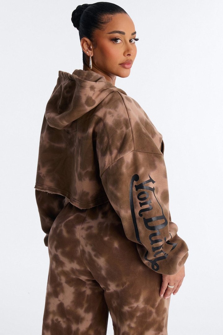 Von Dutch Ash Rider Washed Zip Up Sweatshirt - Brown Combo