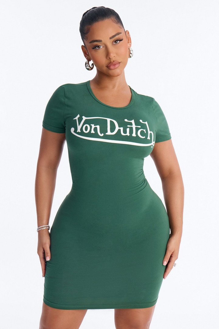 Von Dutch OG T Shirt Mini Dress - Hunter