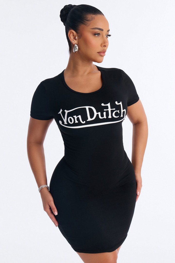 Von Dutch OG T Shirt Mini Dress - Black/White