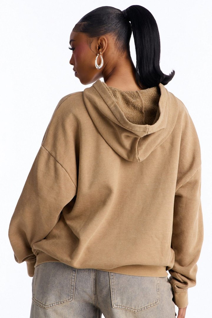 Brown Sugar Babe Fleece Washed Hoodie - Brown