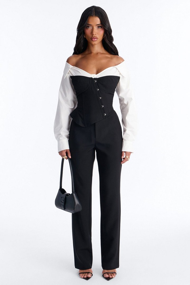 Full Bloom Corset Top - Black/White