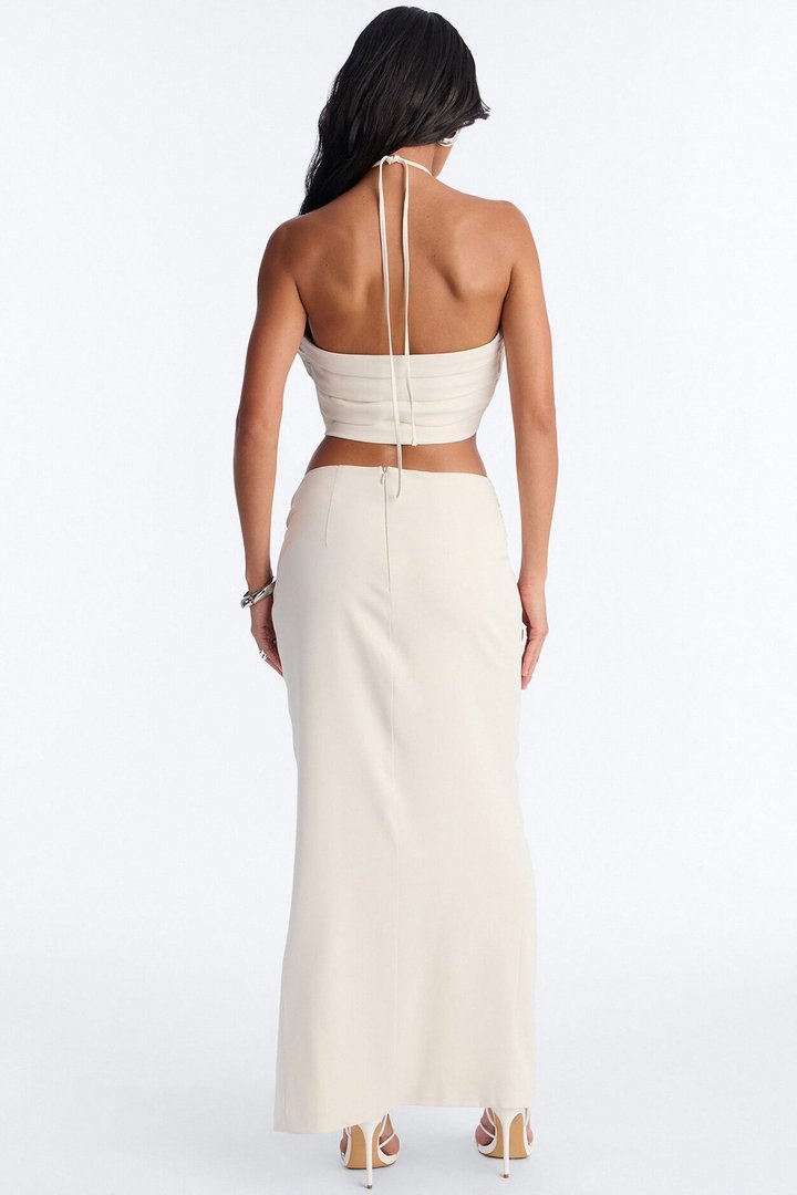 Wildflower Crepe Midi Skirt - Off White