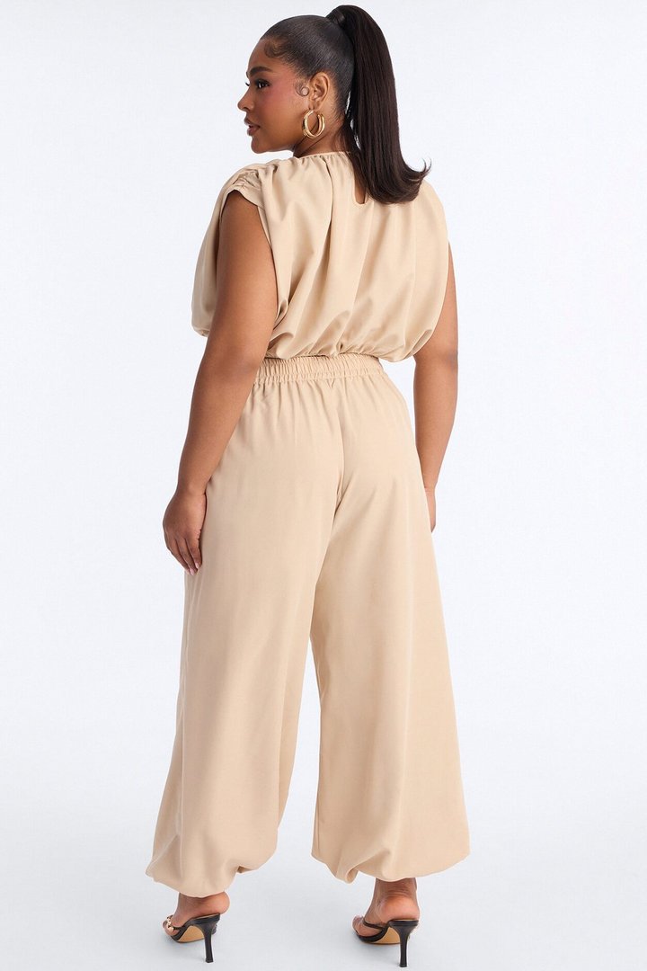 Celine Belted Balloon Pant Set - Khaki