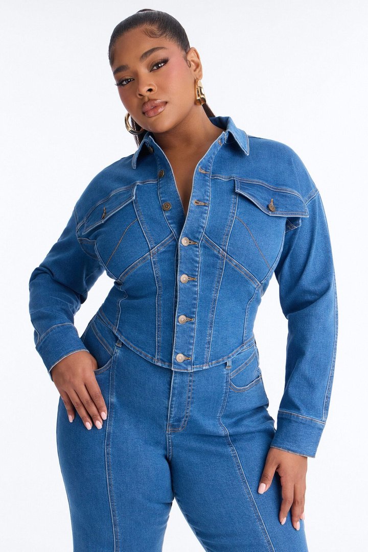 Nessa Denim Pant Set - Medium Wash