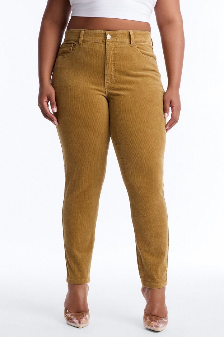 ESME CORDUROY WASHED LOW RISE PANTS - Tan