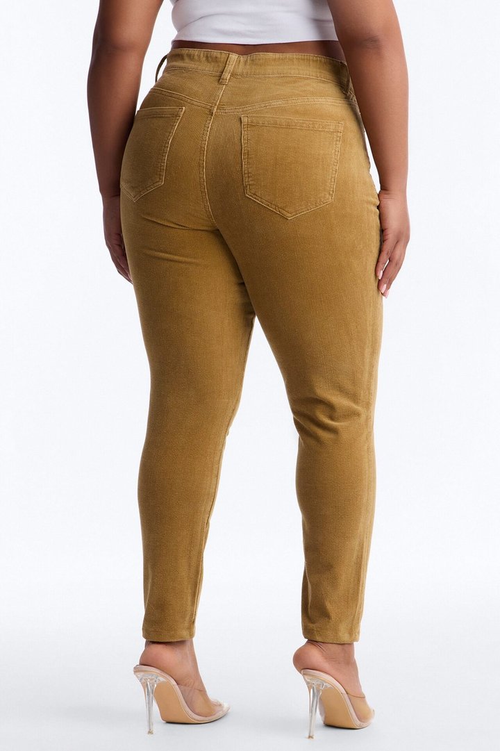 ESME CORDUROY WASHED LOW RISE PANTS - Tan