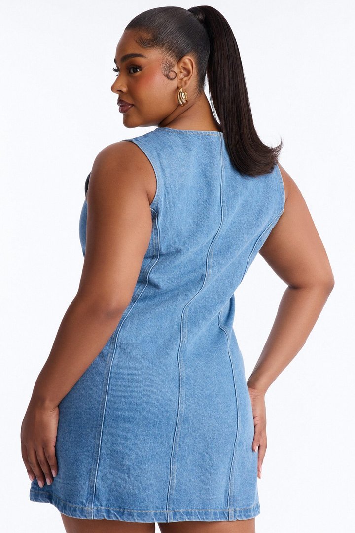 Adalynn Sleeveless Denim Mini Dress - Medium Wash
