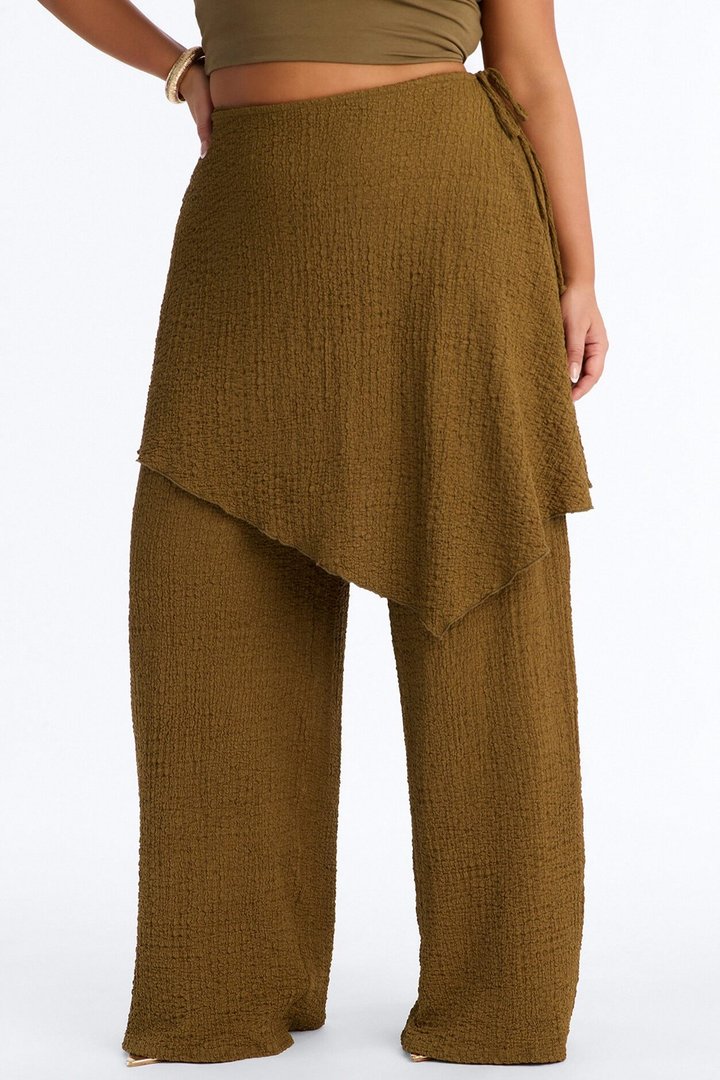Wrap It Up Skirt Wide Leg Pant 33″ - Olive
