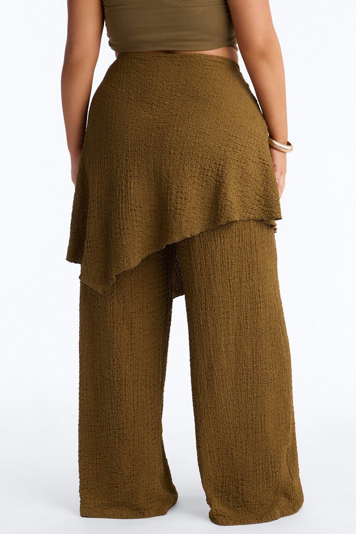 Wrap It Up Skirt Wide Leg Pant 33″ - Olive