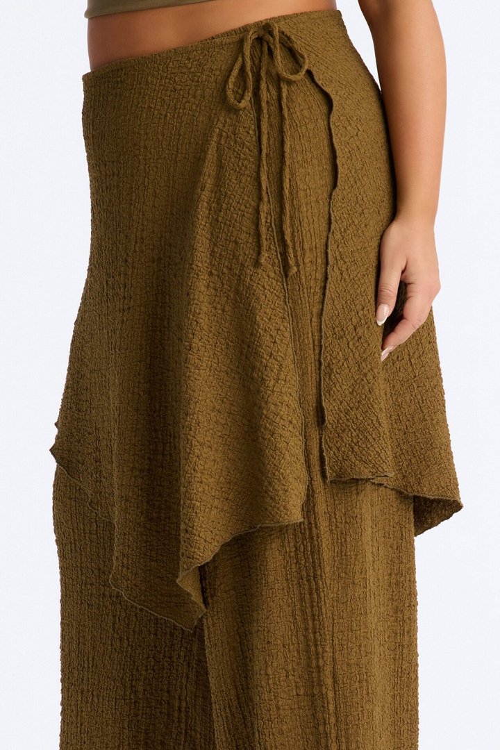 Wrap It Up Skirt Wide Leg Pant 33″ - Olive