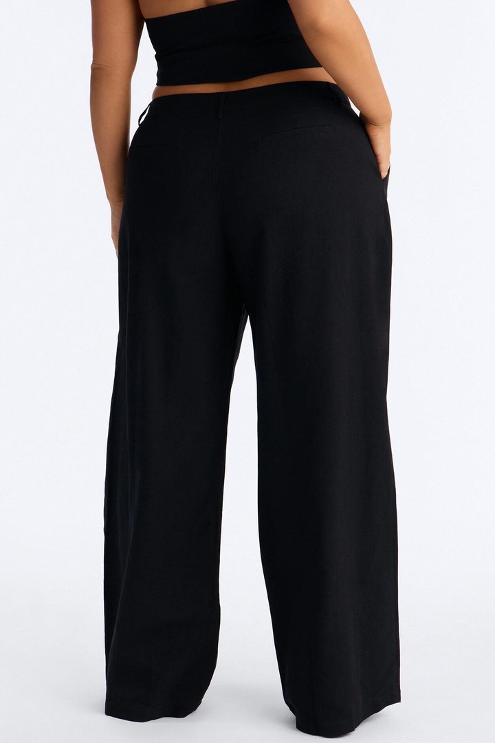 Ocean Breeze Linen Low Rise Pant 33″ - Black