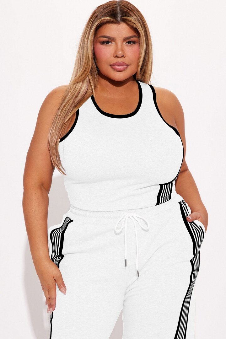 Varsity Babe Pant Set - White