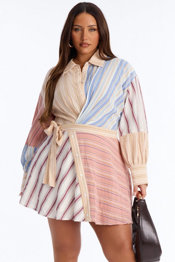 Shiloh Striped Linen Mini Dress - Multi Color