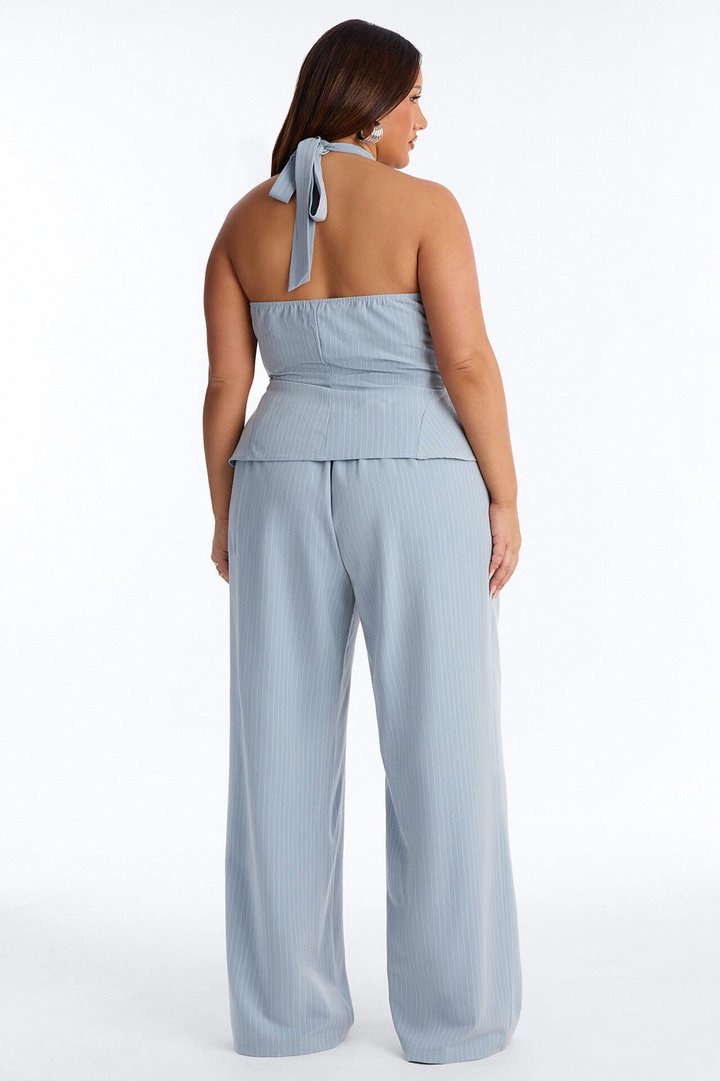 Alice Halter Pinstripe Pant Set - Light Blue