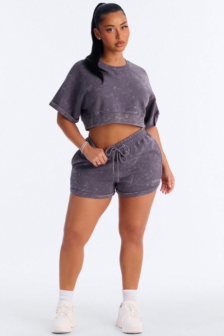 Wait For It Washed Sweatshorts - Charcoal