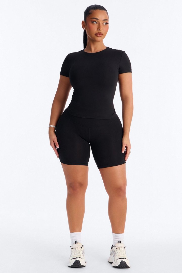 Myla Tricot Lounge Short Sleeve Top - Black