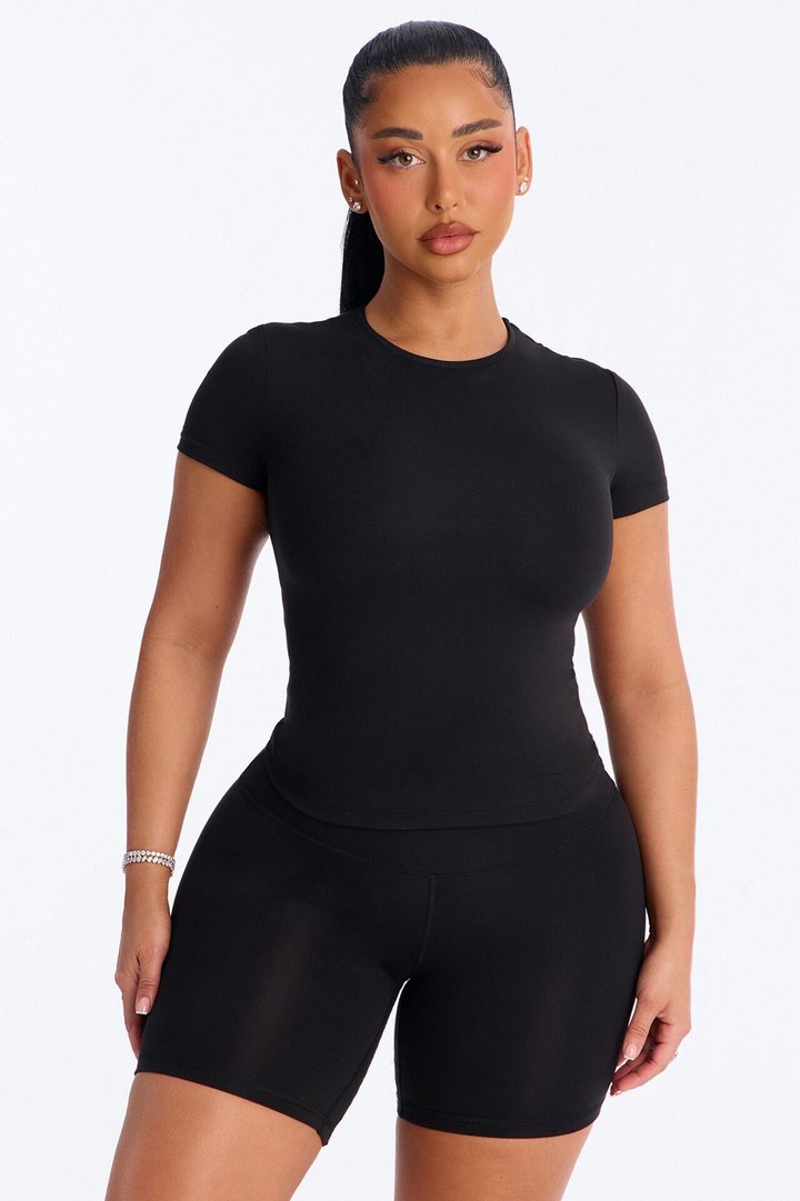 Myla Tricot Lounge Short Sleeve Top - Black