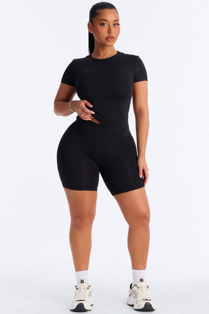 Myla Tricot Lounge Biker Shorts - Black