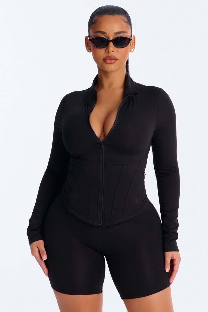 Myla Tricot Lounge Fitted Zip Up Jacket - Black