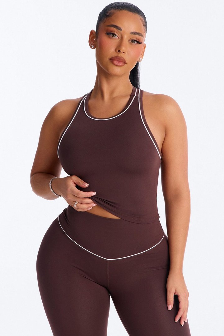 Mia Tricot Lounge Sports Tank Top - Chocolate