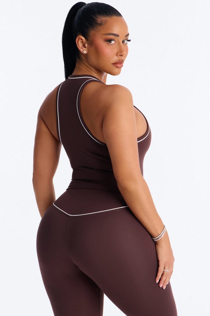 Mia Tricot Lounge Sports Tank Top - Chocolate