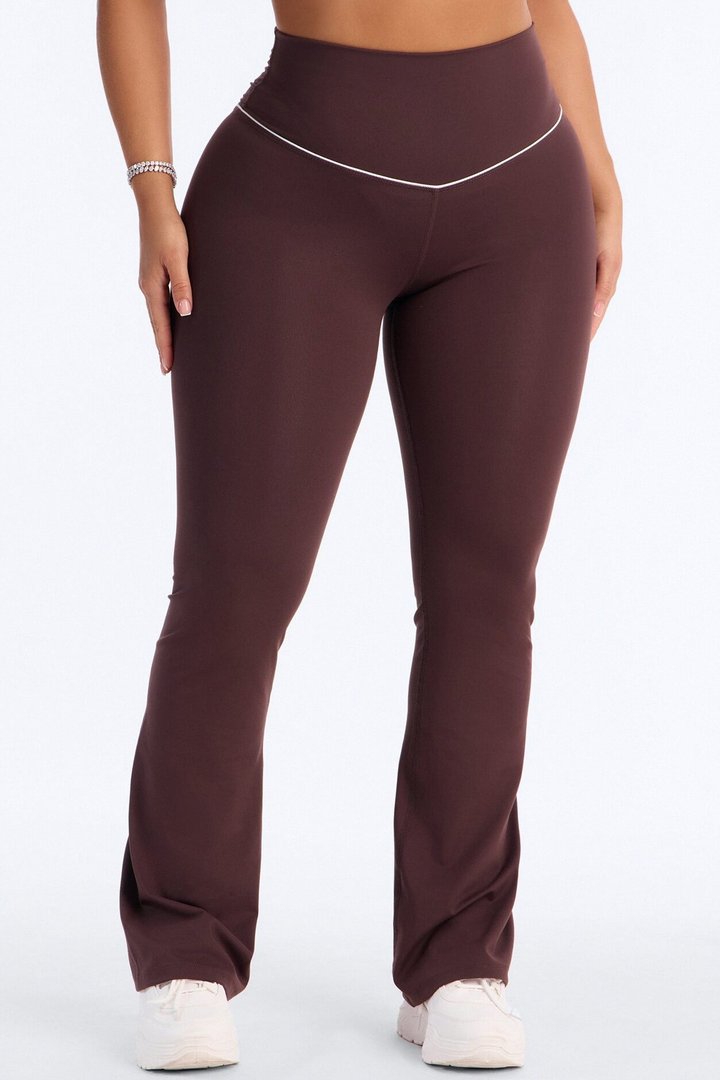 Mia Tricot Lounge Flare Pants - Chocolate