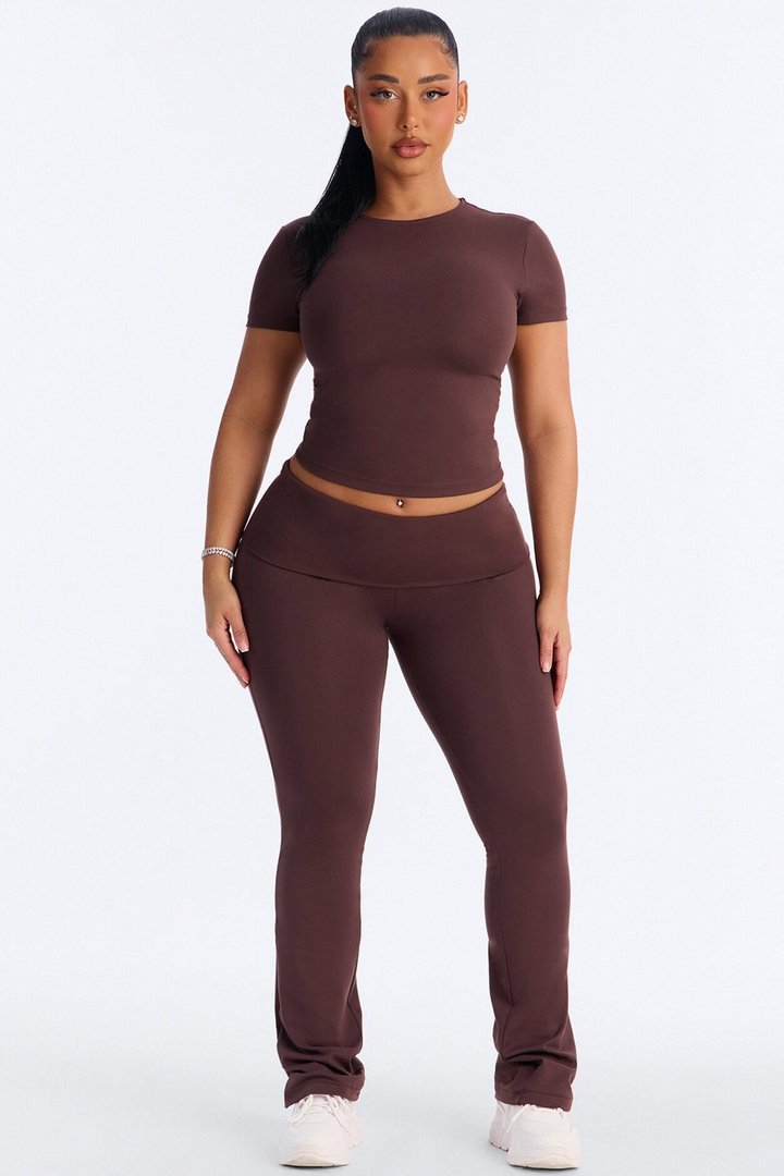 Myla Tricot Lounge Short Sleeve Top - Chocolate