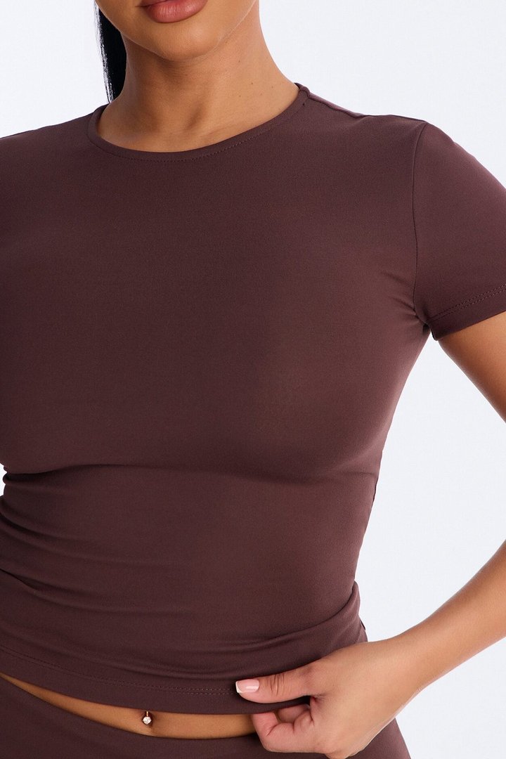 Myla Tricot Lounge Short Sleeve Top - Chocolate